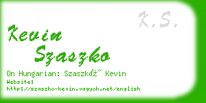 kevin szaszko business card